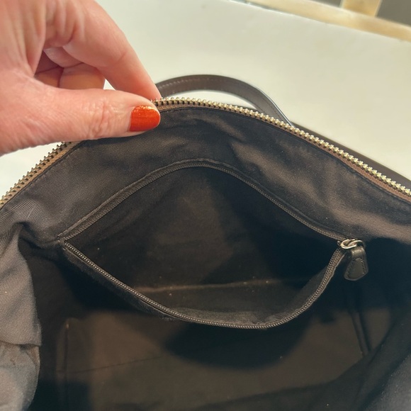 COACH PEBBLED LEATHER CLASSIC SHOULDER HANDBAG SILVER / CHAMPAGNE TONE - Picture 13 of 16